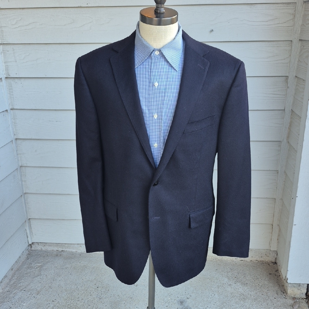 PAUL BETENLY Dark Navy Weave Amicale‎ CASHMERE Mens Sz 44 R Sport Coat Blazer